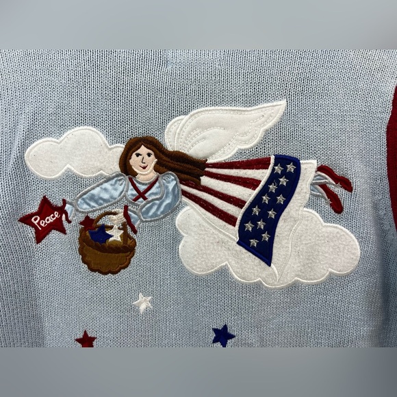 Quacker Factory Embellished Christmas Home Tree‎ Sweater Angel Peace Size M A34 - Picture 8 of 13